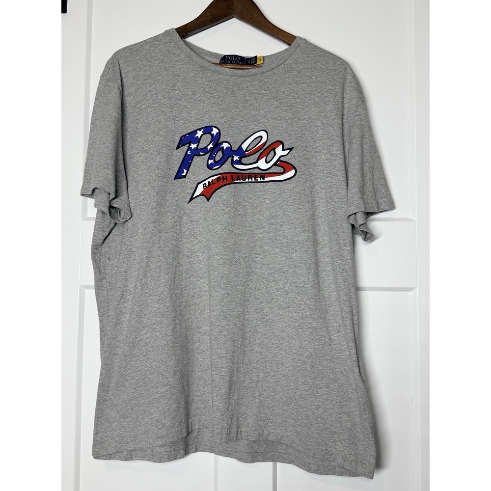 Polo Ralph Lauren Men's XL Gray Graphic T-Shirt – USA Stars & Stripes Design